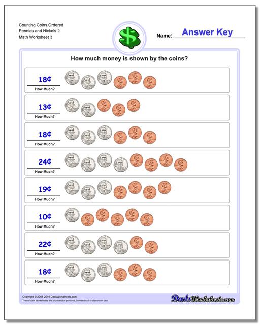 Counting Coins And Bills Worksheets