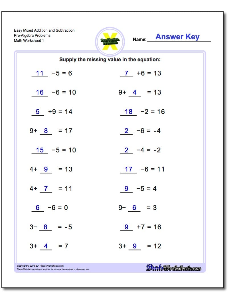 Mixed Addition And Subtraction Problems