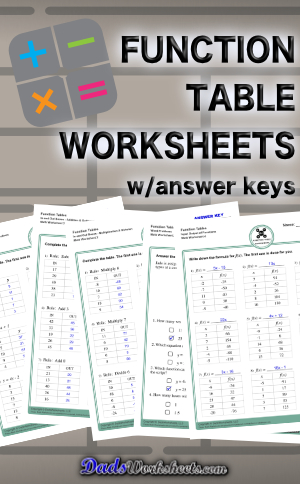 Function Table Worksheets