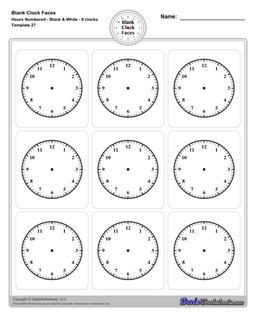 Printable Blank Clock Face Templates