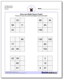 3x3 Magic Square Non-Normal Set 2 /puzzles/magic-square.html Worksheet