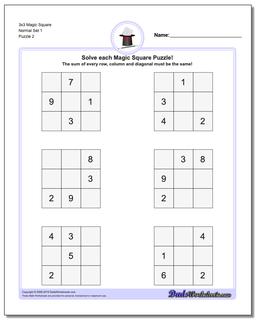 3x3 Magic Square Normal Set 1 /puzzles/magic-square.html Worksheet