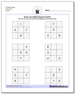 Magic Square Puzzle 3x3 Normal Set 2
