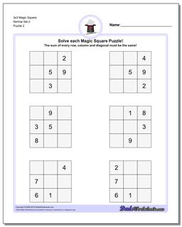 3x3 Magic Square Normal Set 2 /puzzles/magic-square.html Worksheet