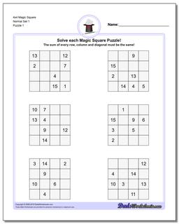 Magic Square Puzzle 4x4 Normal Set 1