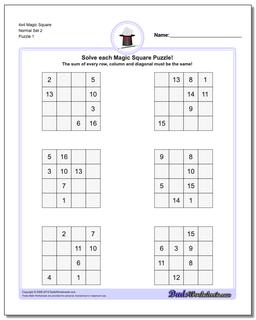 Magic Square Puzzle 4x4 Normal Set 2