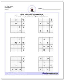 4x4 Magic Square Normal Set 2 /puzzles/magic-square.html Worksheet