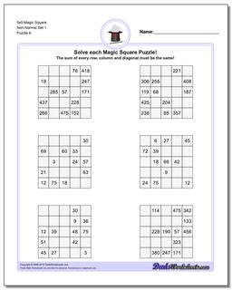 5x5 Magic Square Non-Normal Set 1 Worksheet