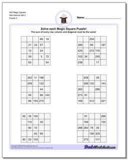 5x5 Magic Square Non-Normal Set 2 Worksheet