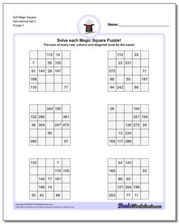 5x5 Magic Square Non-Normal Set 2 Worksheet