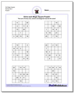 Magic Square Puzzle 5x5 Normal Set 2