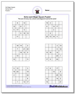5x5 Magic Square Normal Set 2 /puzzles/magic-square.html Worksheet