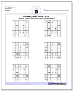 Magic Square Puzzle 5x5 Normal Set 3