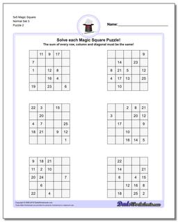 5x5 Magic Square Normal Set 3 /puzzles/magic-square.html Worksheet