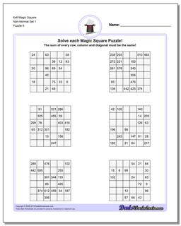 6x6 Magic Square Non-Normal Set 1 Worksheet