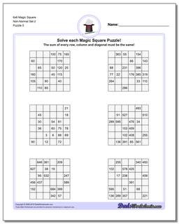 6x6 Magic Square Non-Normal Set 2 Worksheet