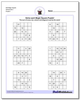Magic Square Puzzle 6x6 Normal Set 2
