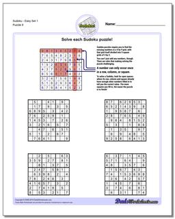 SudokuEasy Set 1 Worksheet