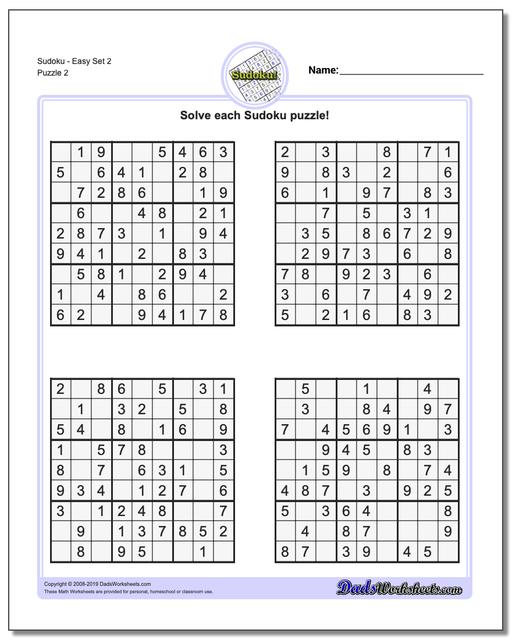 math worksheets sudoku sudoku sudoku easy set 2 second worksheet