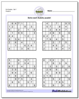 Evil SudokuSet 1 Worksheet