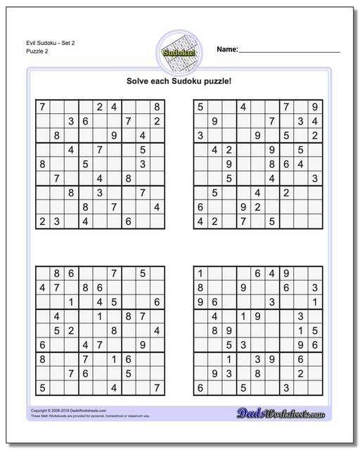 evil sudoku puzzles