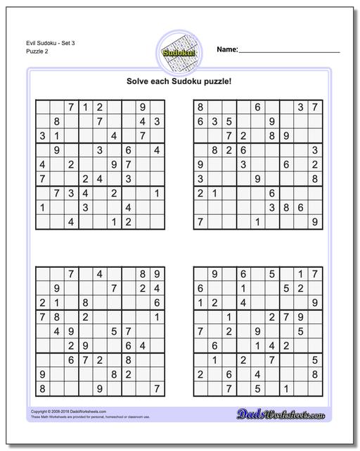 evil sudoku puzzles printable