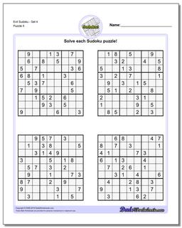 Evil SudokuSet 4 Worksheet