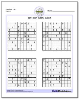 Evil SudokuSet 4 Worksheet