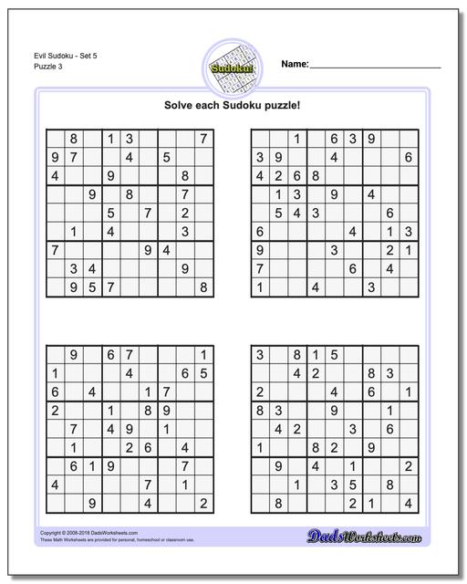 Sudoku Evil Printable Customize and Print