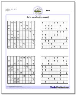 Printable Sudoku PuzzleHard Set 3