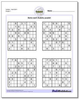 Printable Sudoku PuzzleHard Set 4