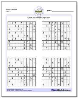 SudokuHard Set 4 Worksheet