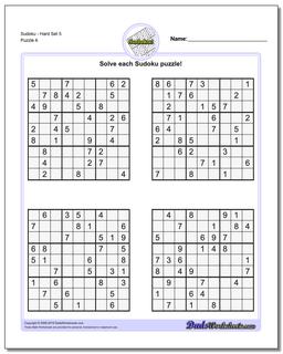 SudokuHard Set 5 Worksheet