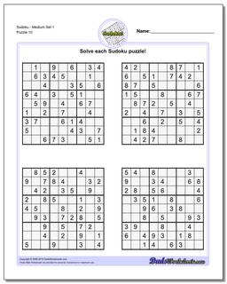SudokuMedium Set 1 Worksheet