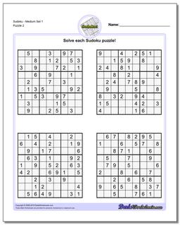 SudokuMedium Set 1 /puzzles/sudoku.html Worksheet
