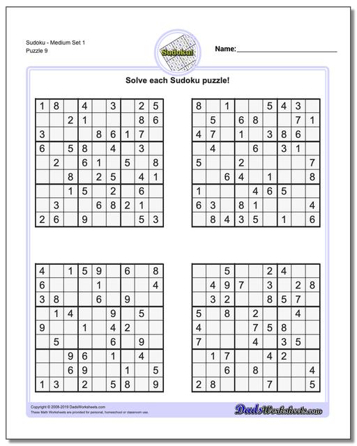 math worksheets sudoku sudoku sudoku medium set 1