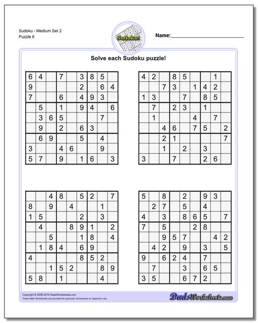 math worksheets sudoku sudoku sudoku medium set 2