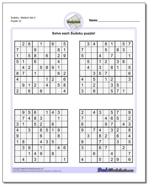 sudoku-math-worksheets