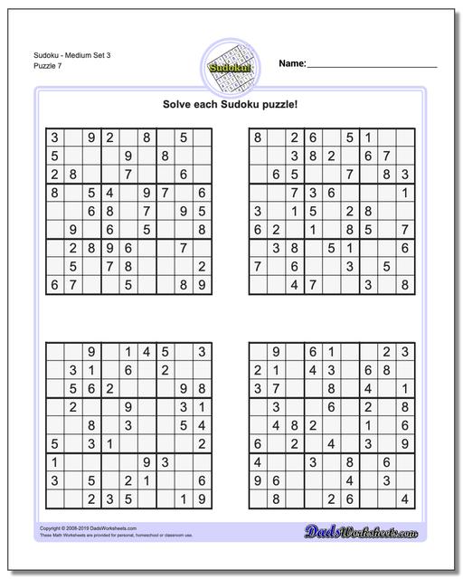 printable sudoku puzzle medi