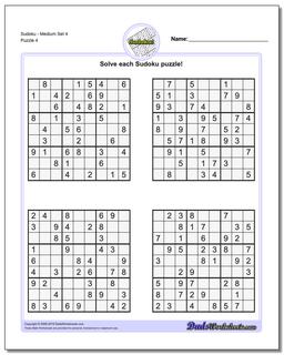 SudokuMedium Set 4 Worksheet