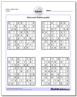 SudokuMedium Set 5 Worksheet