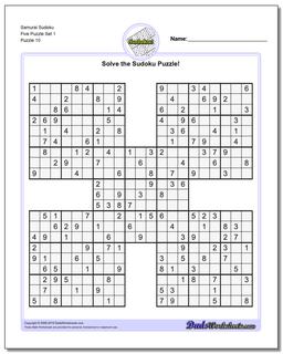 Samurai Sudoku Five Puzzle Set 1