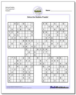 Samurai Sudoku Five Puzzle Set 1