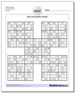 Samurai Sudoku Five Puzzle Set 2