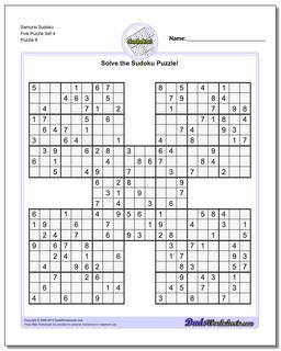 Samurai Sudoku Five Puzzle Set 4