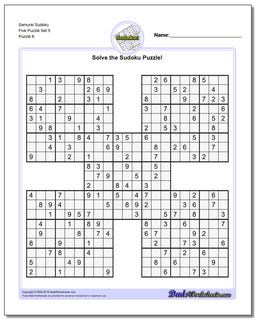 Samurai Sudoku Five Puzzle Set 5