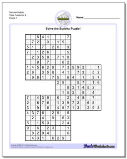 Samurai Sudoku Triple Puzzle Set 2