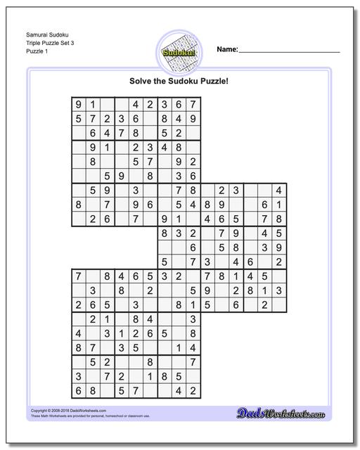 samurai sudoku triple