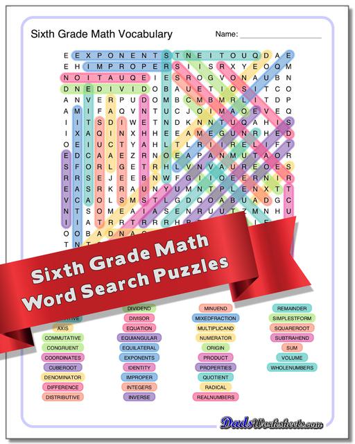 Math Word Search Puzzles