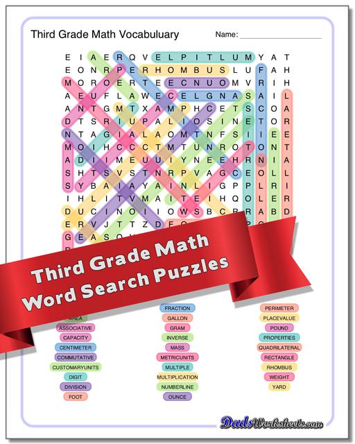 3rd Grade Math Word Search Puzzles